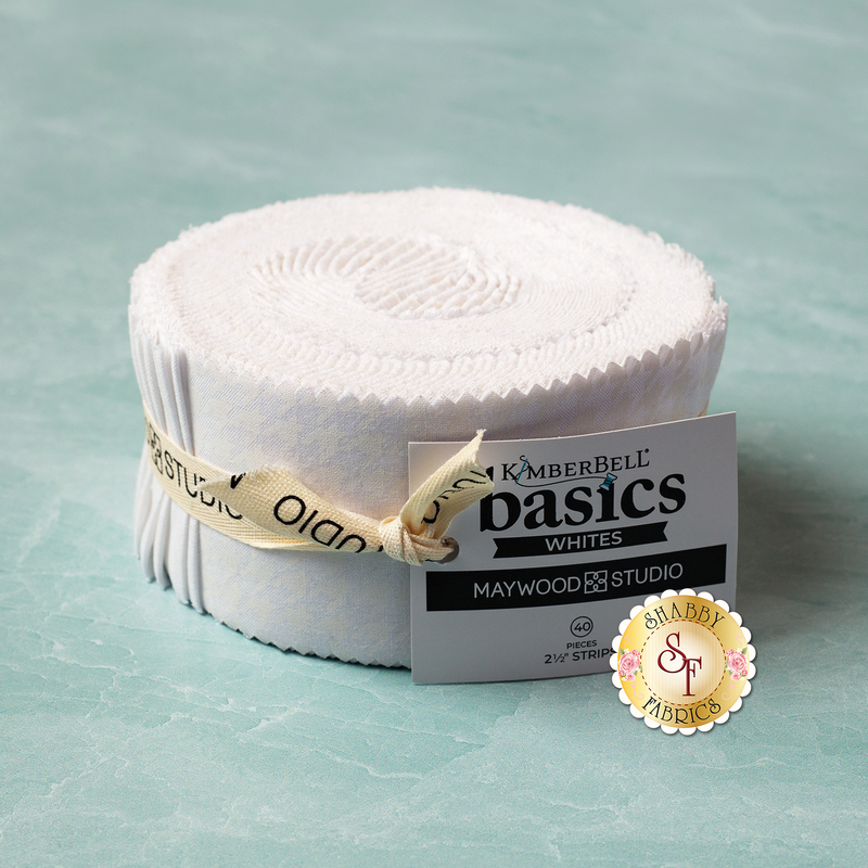Kimberbell Basics White on White 2 1/2" strips | Shabby Fabrics