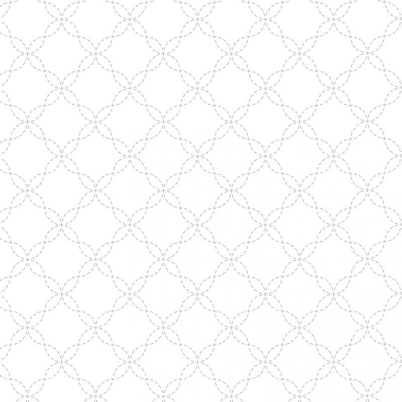 Gray lattice on white representing white on white design | Shabby Fabrics