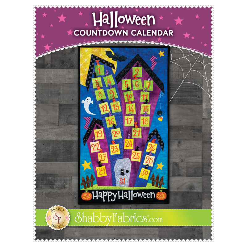 The front of the Halloween Countdown Calendar Pattern showing the finished calendar