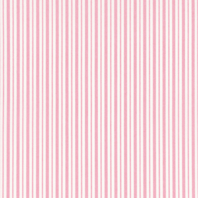 lovely white fabric featuring pink striping in two alternating sizes