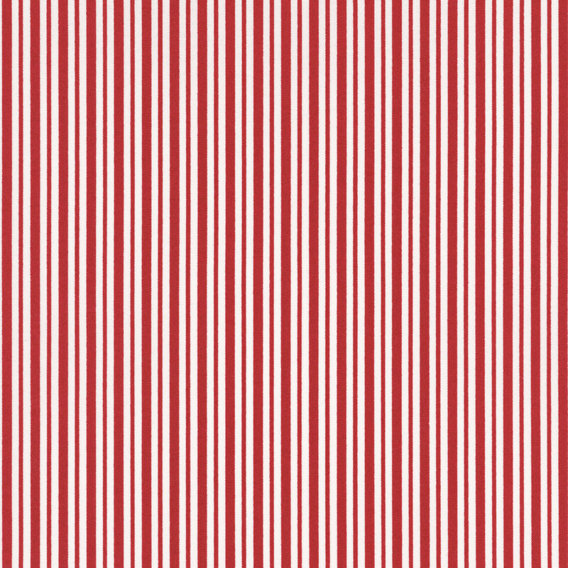 lovely white fabric featuring red striping in two alternating sizes
