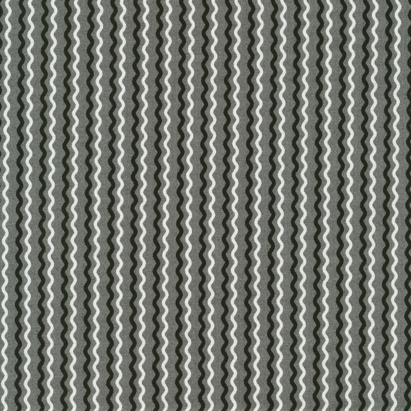 Black and white wavy stripes on gray | Shabby Fabrics