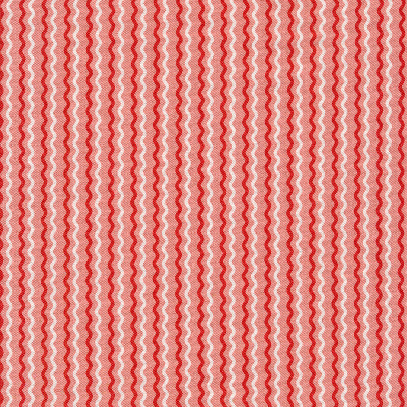 Dark pink and white wavy stripes on pink | Shabby Fabrics