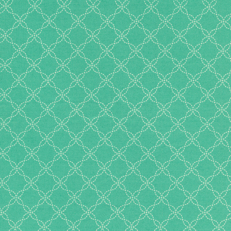 White lattice design on teal | Shabby Fabrics