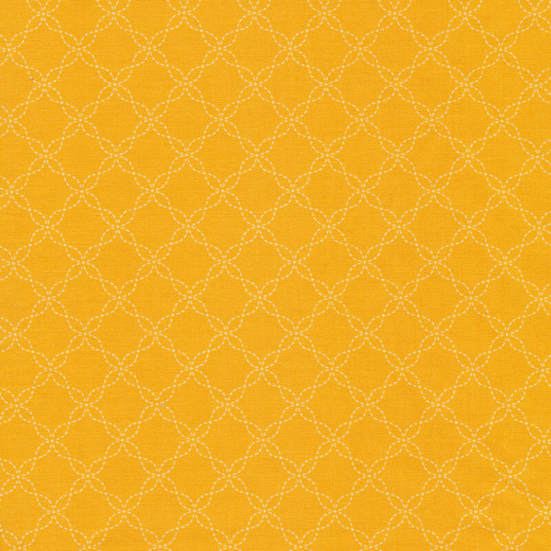 White lattice design on yellow | Shabby Fabrics