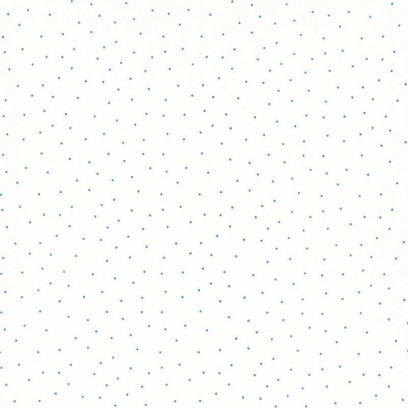 fabric featuring a white background with scattered small teal dots