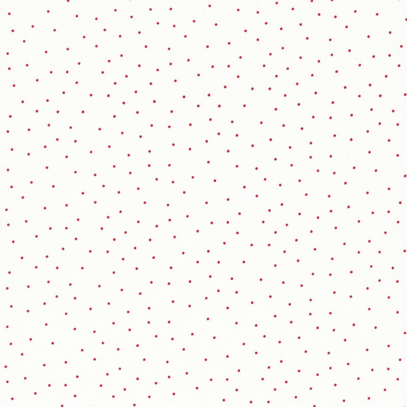 fabric featuring a white background with scattered small red dots