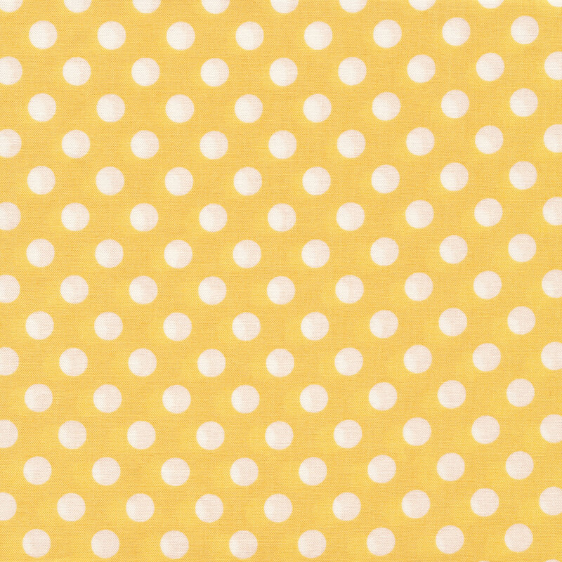 White polka dots on yellow | Shabby Fabrics