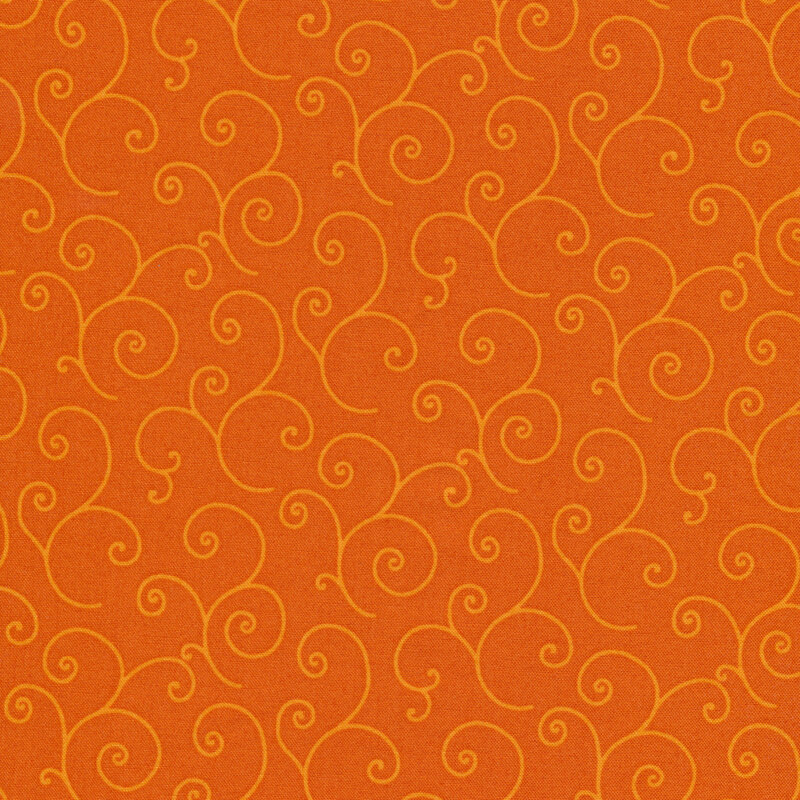 Tonal orange scrolls on orange | Shabby Fabrics