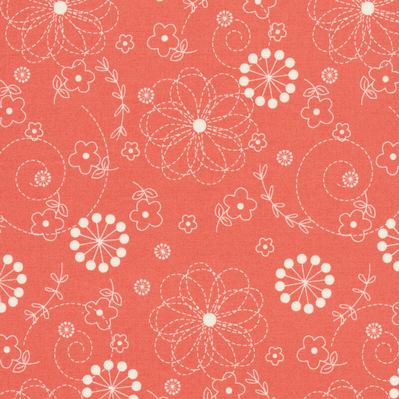 White flowers on pink | Shabby Fabrics