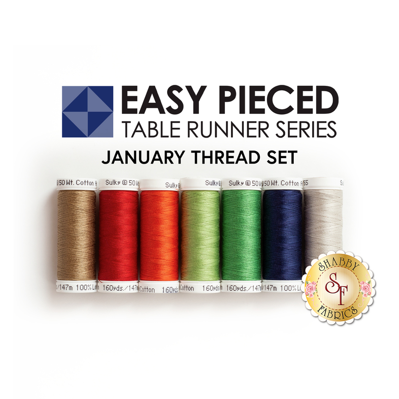 The coordinated thread set for the Easy Pieced Table Runner - January kit