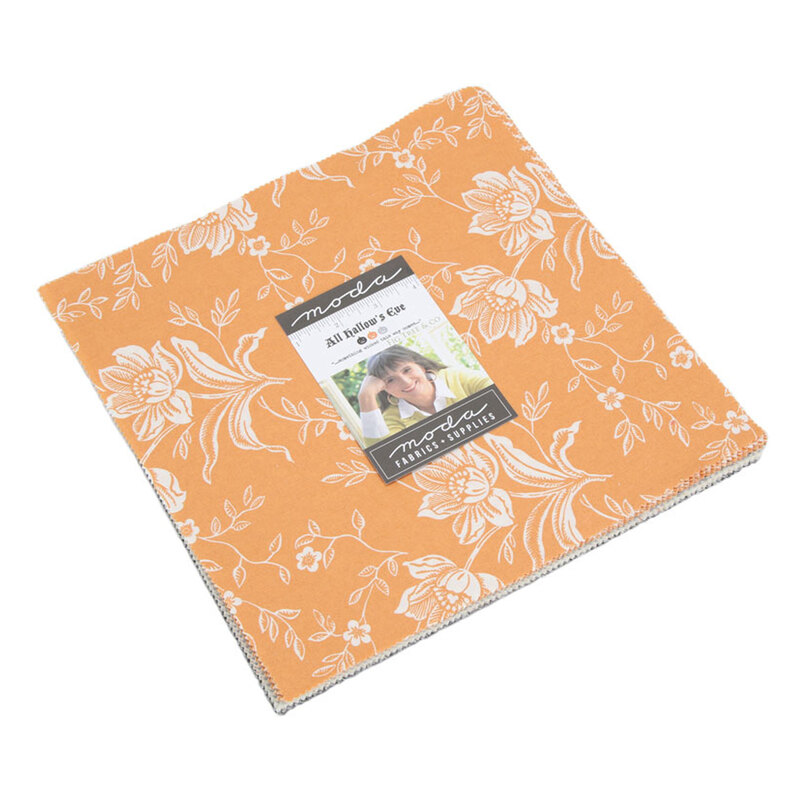 All Hallows Eve 10 inch squares featuring various fabrics in orange cream and grey | Shabby Fabrics