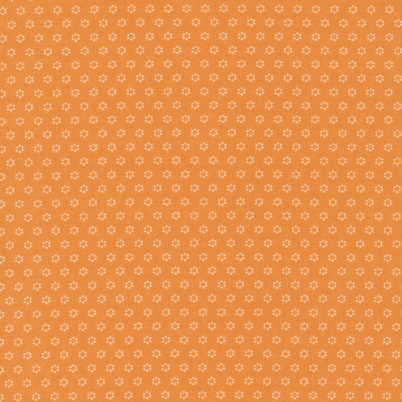 White floral dots on orange | Shabby Fabrics