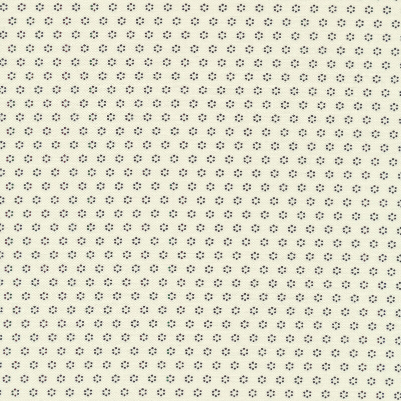 Fabric features black floral dot design on cream background | Shabby Fabrics