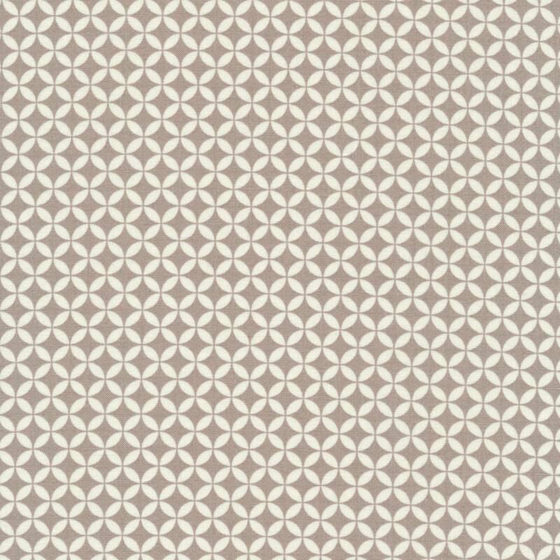 Fabric features cream geometric design on gray background | Shabby Fabrics