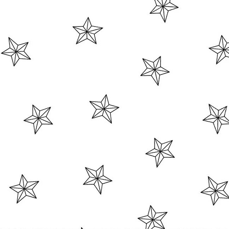 Tossed stars on a white background | Shabby Fabrics