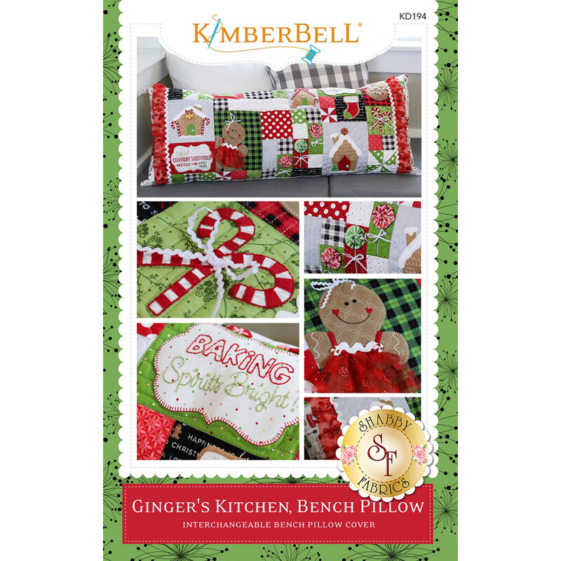 The front of the Ginger's Kitchen Bench Pillow Pattern showing the finished pillow | Shabby Fabrics