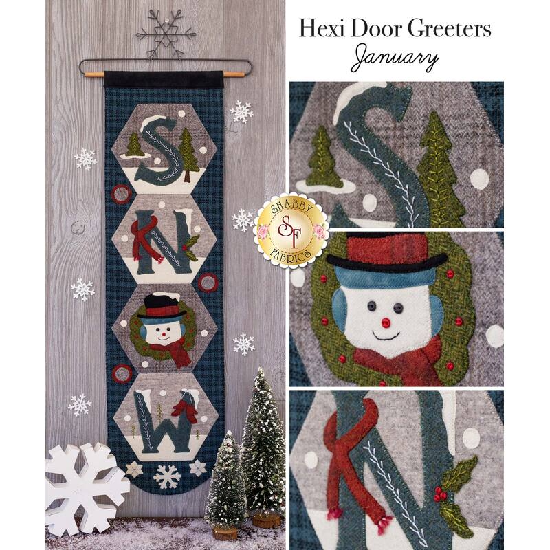 The December Hexi Door Greeter displayed on a wall | Shabby Fabrics