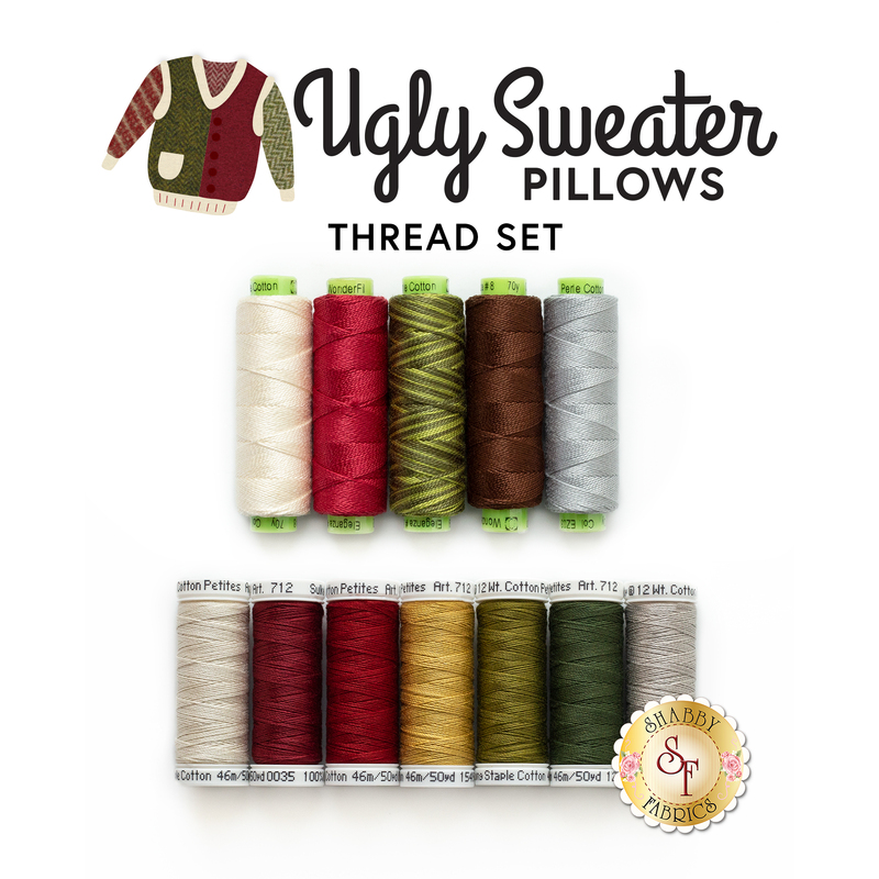 The coordinating 12 pc thread set for the Ugly Sweater Pillow Kit | Shabby Fabrics