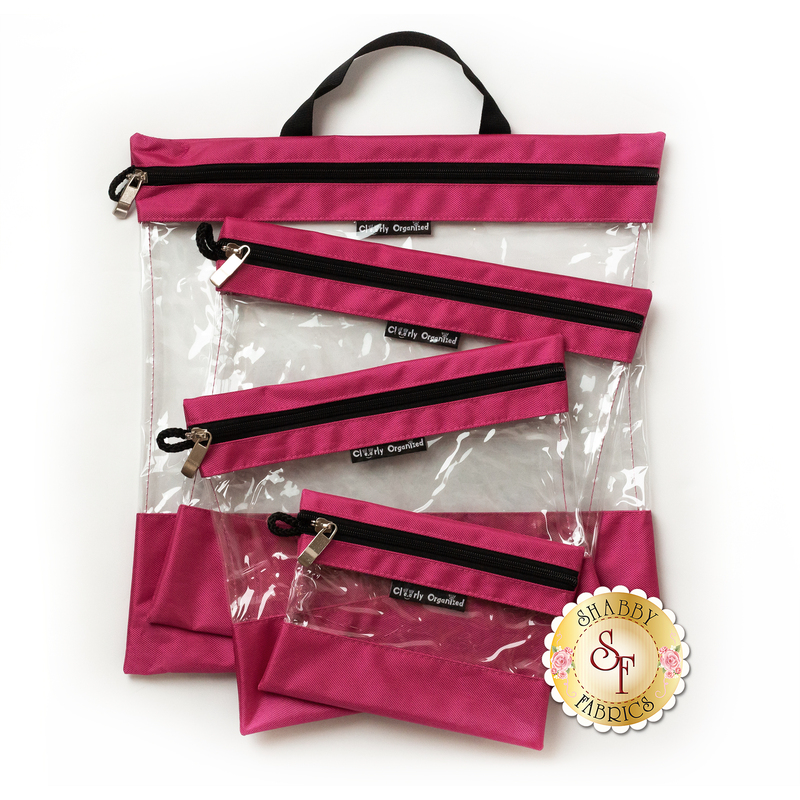 A set four clear organization bags in Pink | Shabby Fabrics