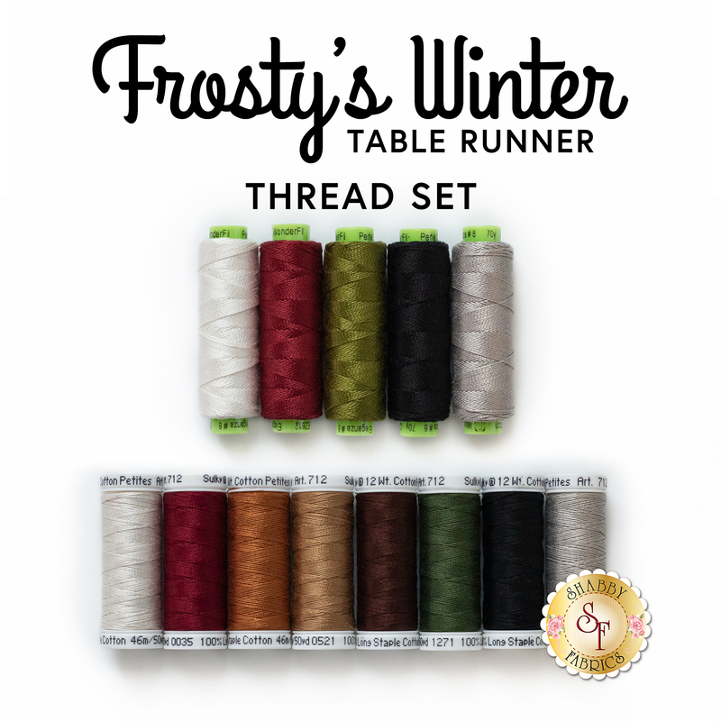 The coordinating Frosty's Winter Table Runner - 13pc Thread Set | Shabby Fabrics
