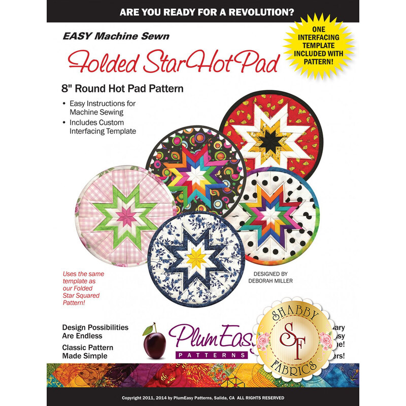 The front of the Rounded Folded Star Hot Pad pattern showing the finished hot pads | Shabby Fabrics