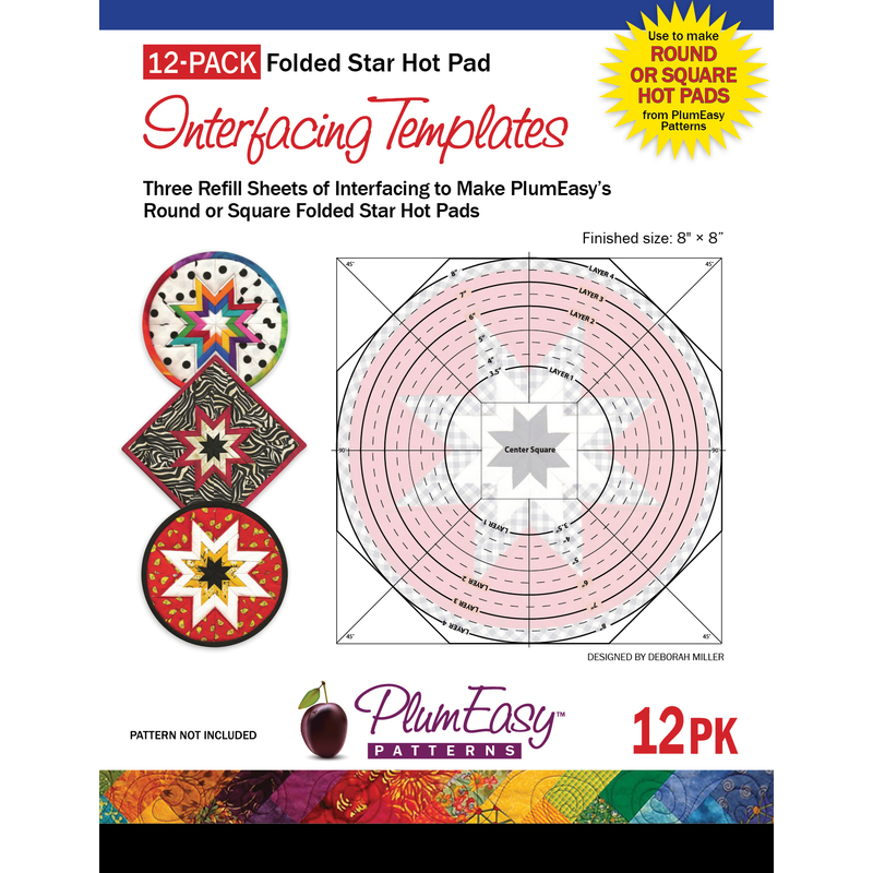 front of package for Folded Star Hot Pad Interfacing Templates - 12 pack