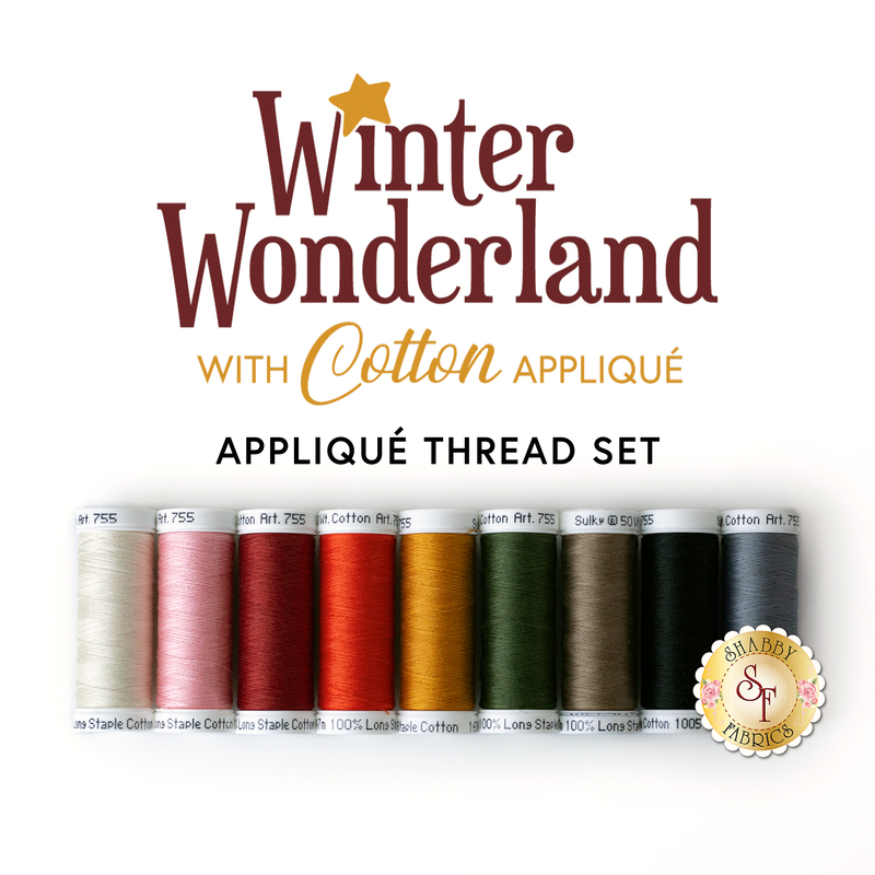 The coordinated 9pc thread set for the Winter Wonderland - Laser Cut BOM | Shabby Fabrics
