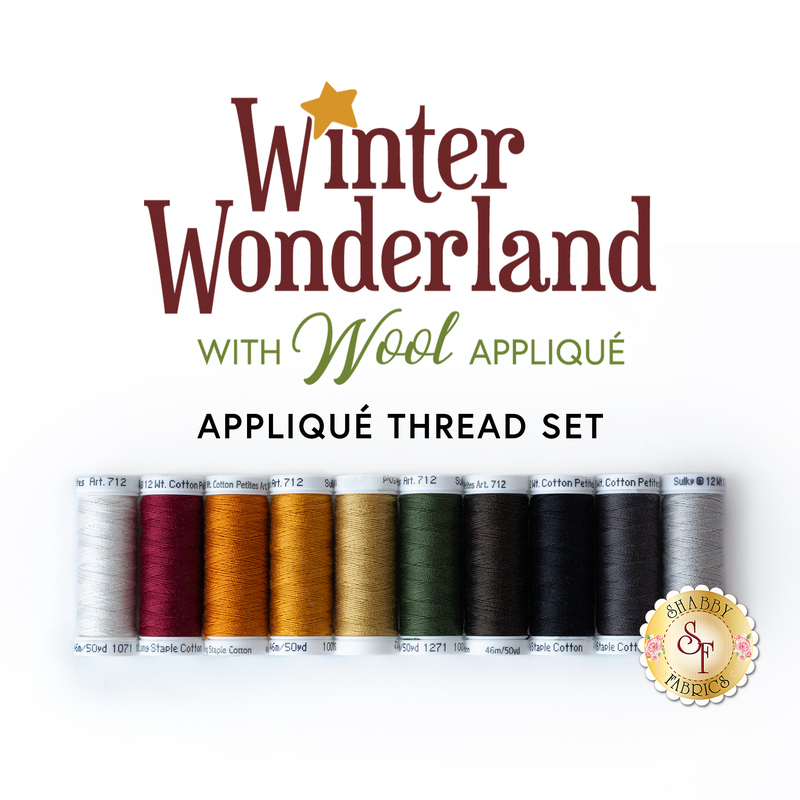 The coordinated 10pc thread set for the Winter Wonderland - Wool Applique BOM | Shabby Fabrics