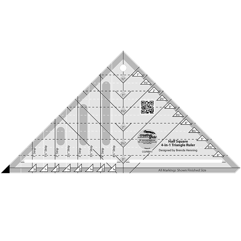 Creative Grids Half Square 4-in-1 Triangle Ruler #CGRBH1 | Shabby Fabrics