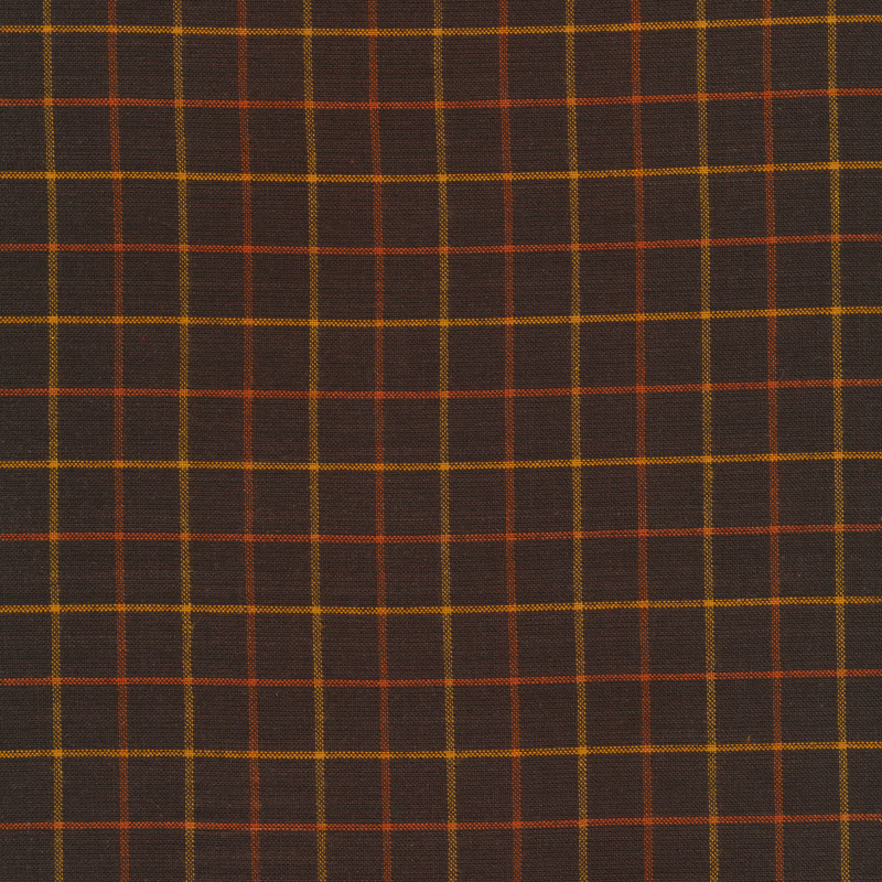 Orange and yellow plaid on black | Shabby Fabrics