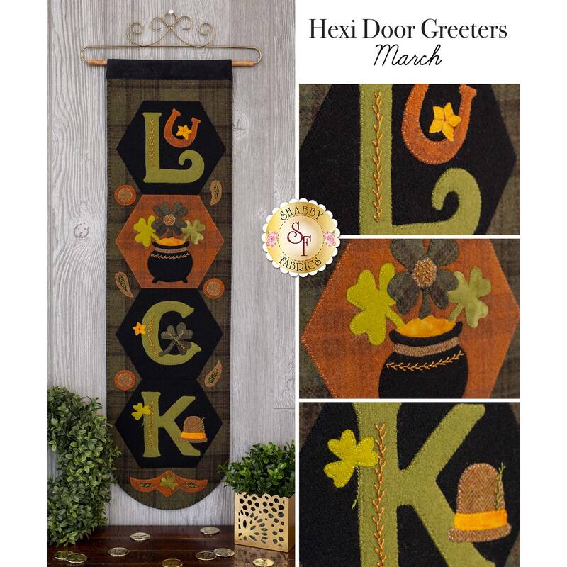 The finished Hexi Door Greeter for March featuring the word 