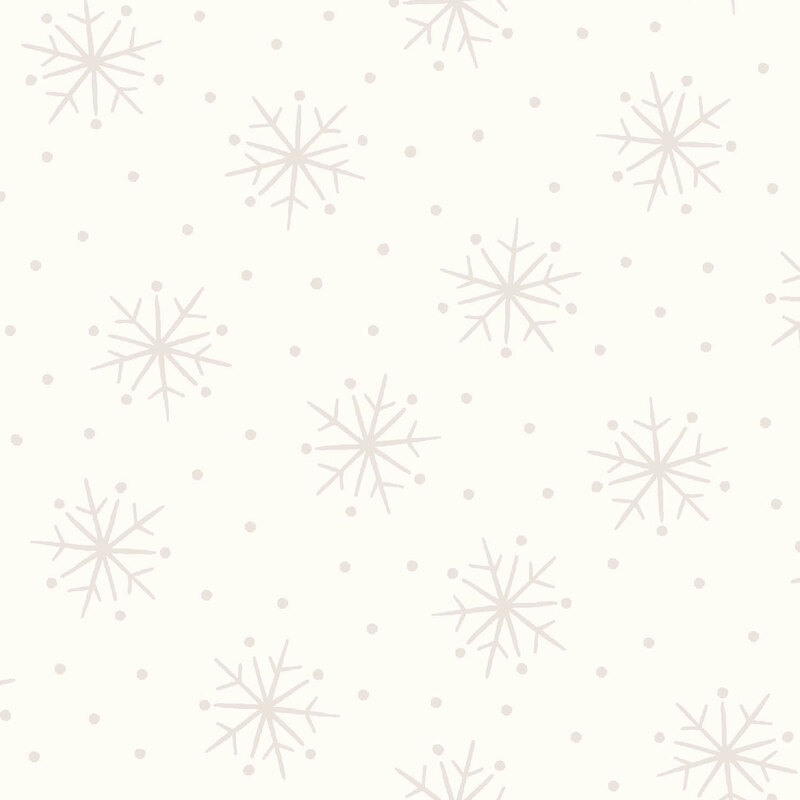 Pearlescent snowflakes and dots on a soft white background | Shabby Fabrics