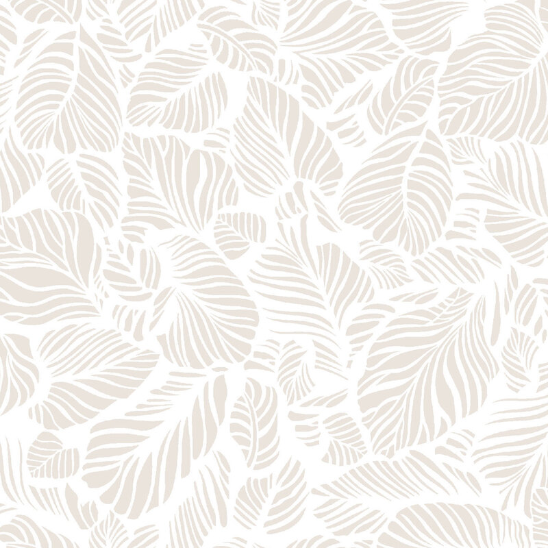 Pearlescent leaves on a white background | Shabby Fabrics