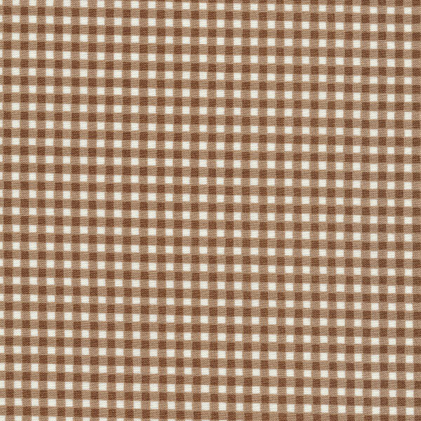 Fabric features brown gingham on cream | Shabby Fabrics