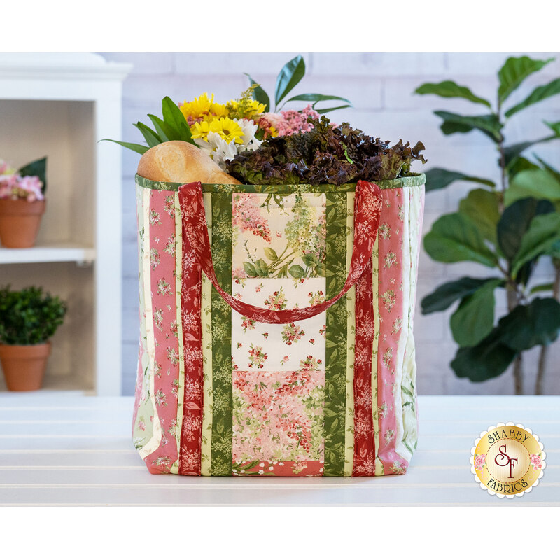 The beautiful Sensibility insulated shopper tote displayed on a white table | Shabby Fabrics