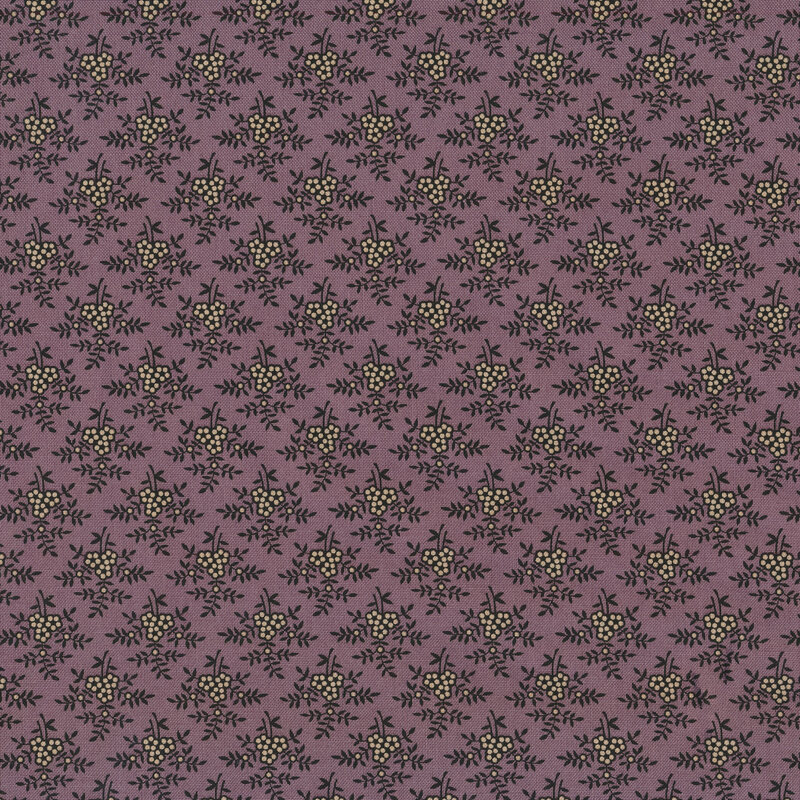 Tan flowers on a purple background | Shabby Fabrics