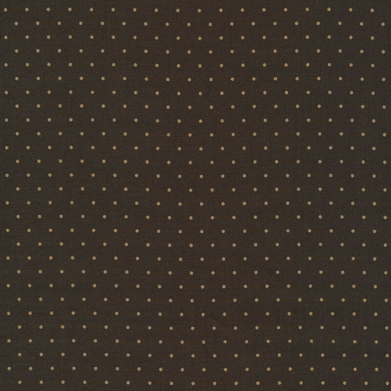 Fabric features tan polka dot pattern on dark brown | Shabby Fabrics