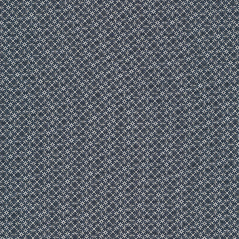 Fabric features connected cream stars pattern on navy blue | Shabby Fabrics