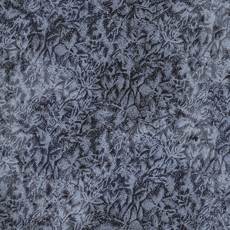 Tonal black fabric features mottled design with metallic frost accents | Shabby Fabrics