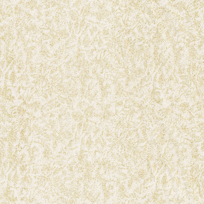 White fabric with gold glitter accents