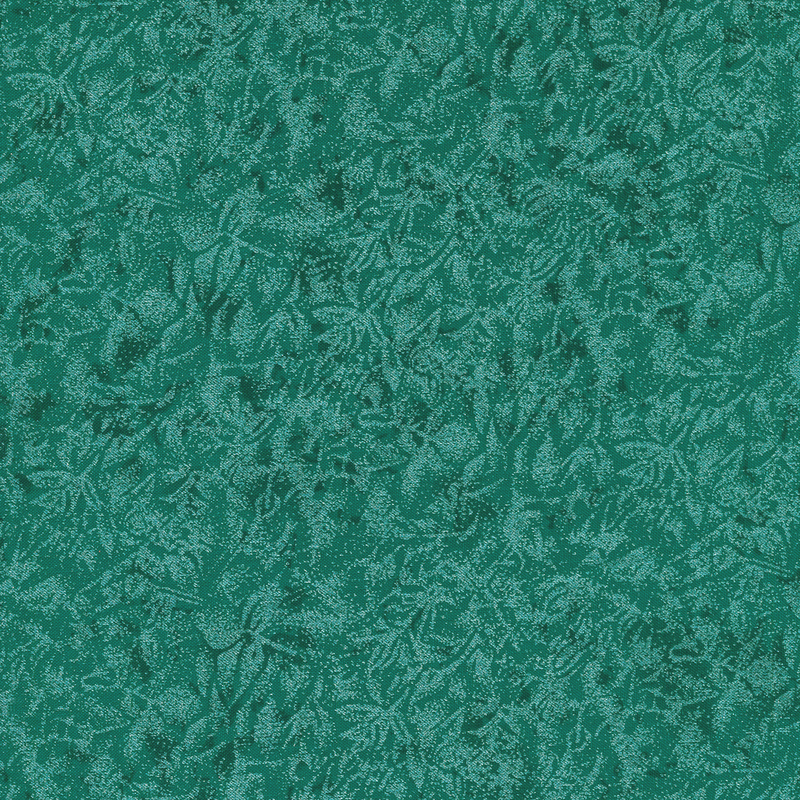 Tonal teal fabric features mottled design with metallic frost accents | Shabby Fabrics