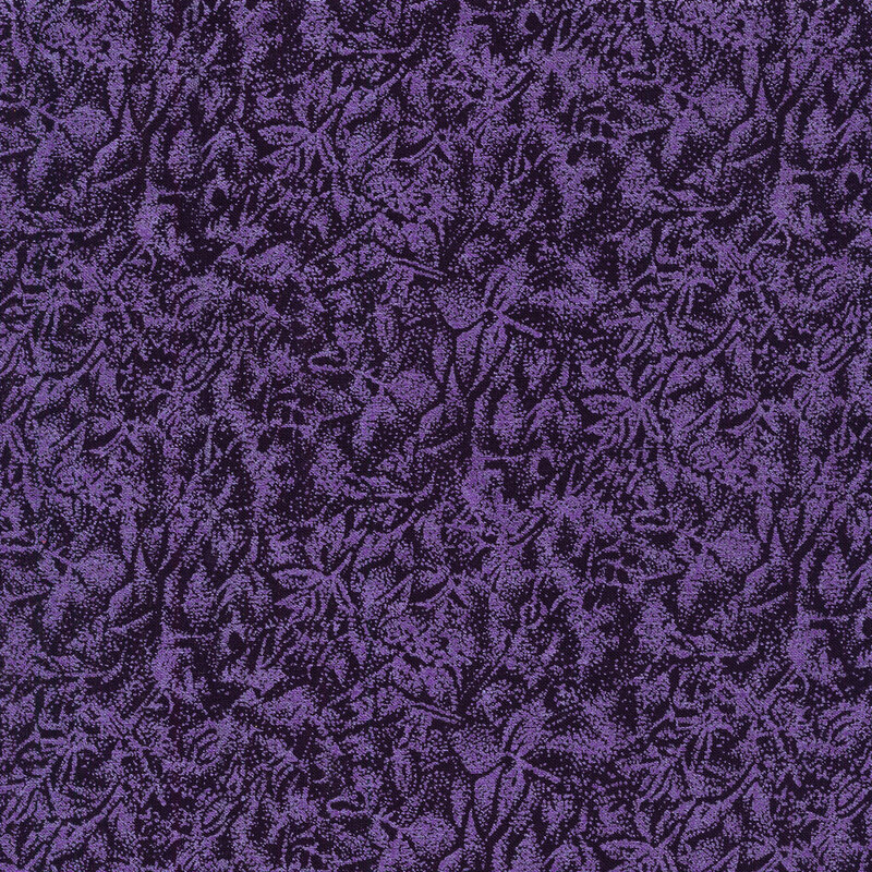 Tonal dark purple fabric features mottled design with metallic frost accents | Shabby Fabrics