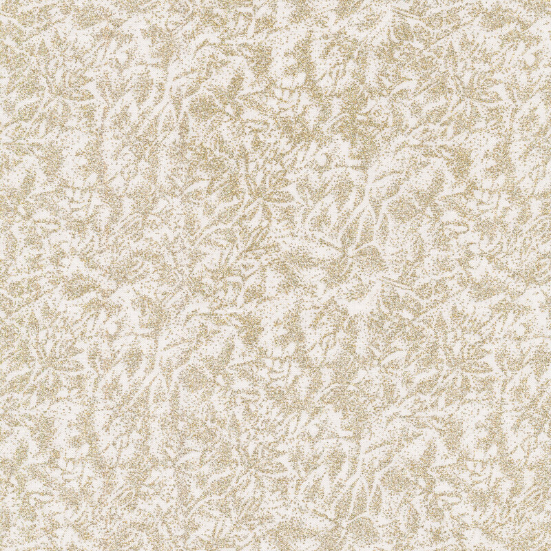 White fabric features gold glitter accents | Shabby Fabrics