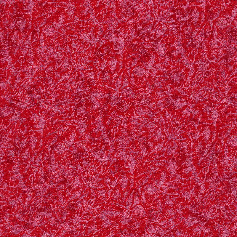 Tonal red fabric features mottled design with metallic frost accents | Shabby Fabrics