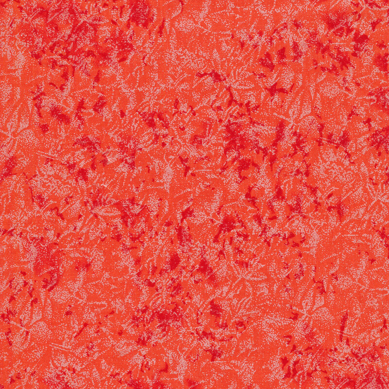 Tonal coral orange fabric features mottled design with metallic frost accents | Shabby Fabrics