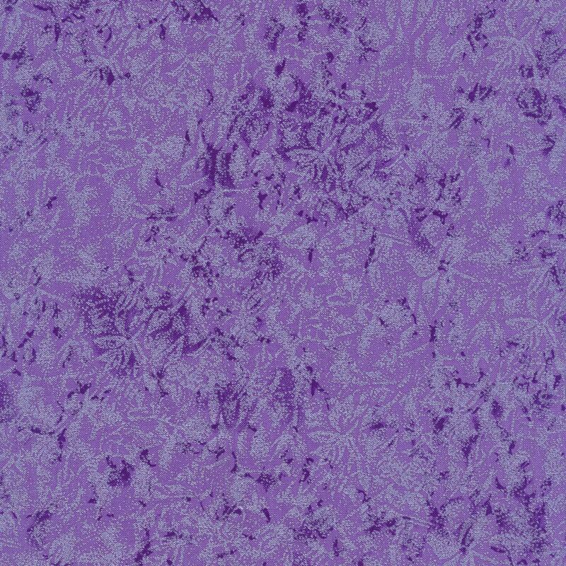 Tonal purple fabric features mottled design with metallic frost accents | Shabby Fabrics
