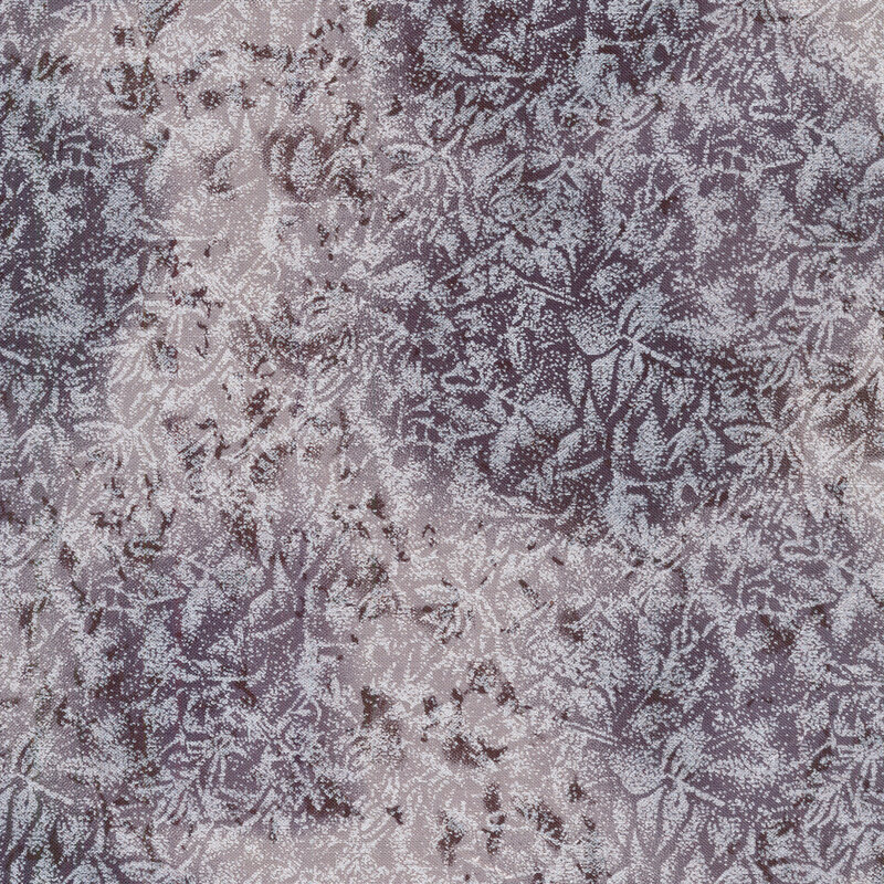 Tonal dark gray fabric features mottled design with metallic frost accents | Shabby Fabrics