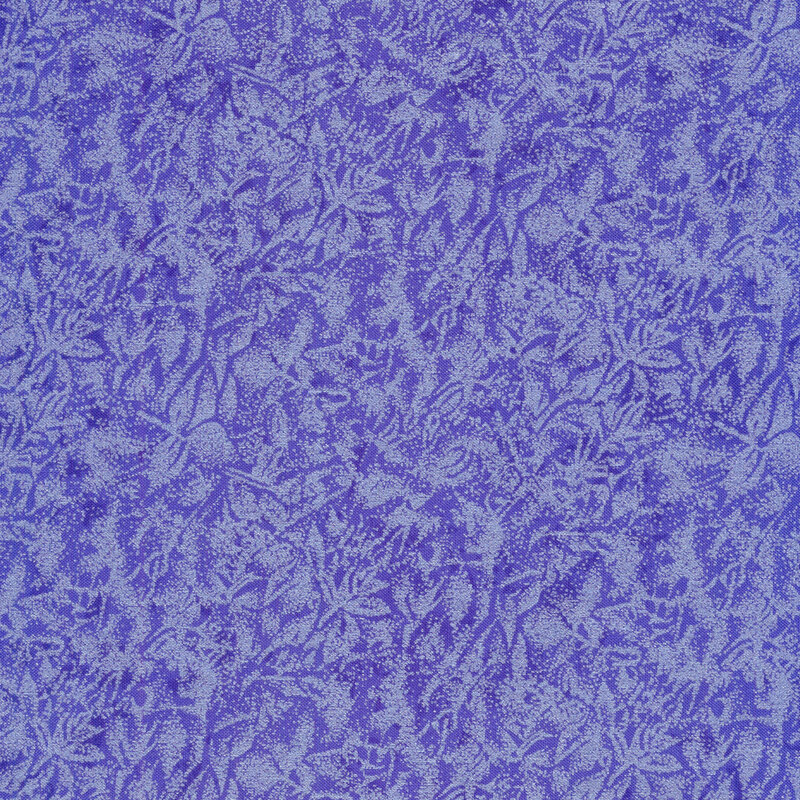 Tonal purple blue fabric features mottled design with metallic frost accents | Shabby Fabrics