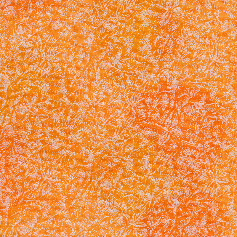 Tonal orange fabric features mottled design with metallic frost accents | Shabby Fabrics